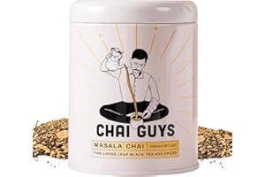 Chai Guys Masala Chai – Authentic Spiced Indian Tea Blend | Loose Leaf Black Tea with Cardamom, Cinnamon & Ginger | Real Masala Chai Latte Mix – 7oz Tin