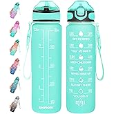 Enerbone 32 oz Water Bottle with Times to Drink and Straw, Motivational Drinking Water Bottles with Carrying Strap, Leakproof BPA & Toxic Free, Ensure You Drink Enough Water for Fitness Gym Outdoor