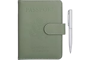TIGARI Passport Holder for Travel, Rfid Passport Cover for Women Men, Leather Passport Wallet Protector with Waterproof Slot, Family Vacation Plane Cruise Travel Essentials - Green