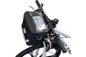 MeiMeSu Bike Handlebar Bag with Touch Screen Phone Holder, Waterproof Front Basket, Insulated Cooler Lunch Bag