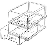 damynuo 2 Pack Refrigerator Drawers - Fridge Organizer Bins Stackable Storage Drawers, Clear Refrigerator Organizing Containers Pull Out Drawer for Fruit, Vegetable Storage and Keep Fresh