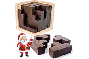 SHARP BRAIN ZONE Original 3D Wooden Brain Teaser Puzzle - Stocking Stuffer 3D Puzzle for Kids 8+ & Adults, Desk Toy Delight, Challenging Game & Wooden Puzzle for Adult Brain Boost (Brown)