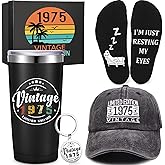 Sieral 5 Pcs 50th Birthday Gifts for Men 50th Birthday Present for Him Include Cup Baseball Cap Socks Keychain Gift Box
