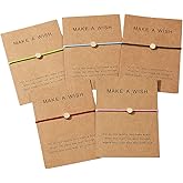 Simple Adjustable Braided Heart Shaped Bracelet with Wish Cards Star Wrap Wristband Bangle for Women Friendship Jewelry 5Pcs/Pack-Round