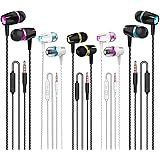 Earbuds Wired with Microphone Pack of 5, Noise Isolating in-Ear Headphones, Powerful Heavy Bass, High Definition, Earphones C