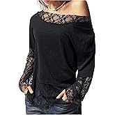 SHENHE Women's Plus Size Off The Shoulder Lace Shirt Long Sleeve Casual Going Out Top Tee