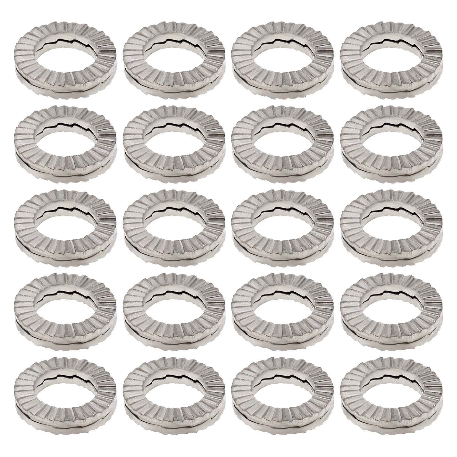 ECSiNG 20PCS M6 Wedge Manganese Steel Washers Double Stack Locking Washers Outer Diameter 10.8mm Thickness 2mm for Distribute Pressure from Bolts and Nuts