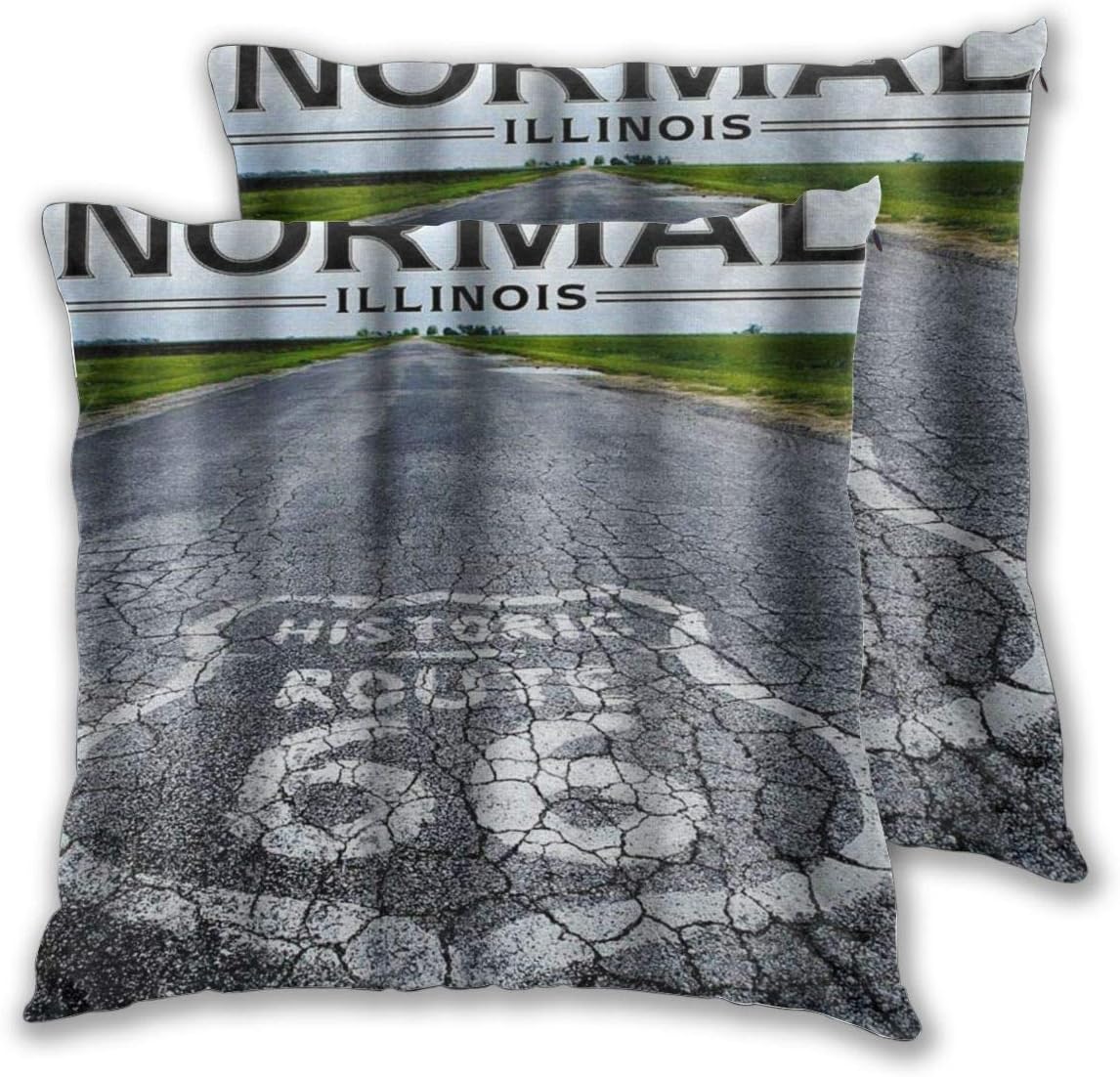 LOSUMIGE 2 Pack Funda de Almohada Marcador de la Ruta 66 Lino Suave