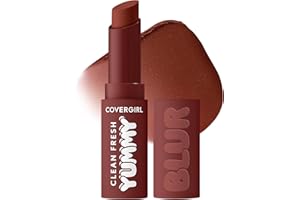 COVERGIRL Clean Fresh Yummy Blur Lipstick, Blurring Effect, Matte Lip Color, Fresh Pear Flavored, Vegan Formula - 180 Hunny Blur (Deep Plum)