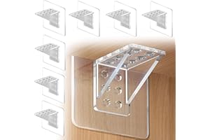 OURART 24 Pieces Adhesive Shelf Bracket, Punch Free Reinforced Design Shelf Support Pegs for Shelves Kitchen Cabinet Book Closet - Large Size