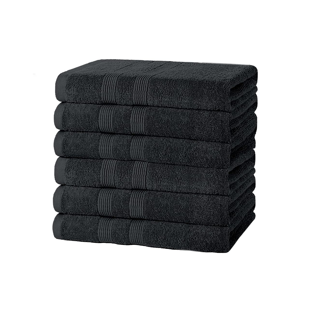 Vozbi Hand Towels 50 x 85 cm (6-Pack) | Highly Absorbent Black Hand Towels for Bathroom | 100% Cotton Towels | Soft & Thick Hand Towels for Kitchen, Hotel & Spa