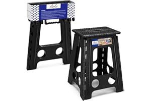 ACKO Folding Step Stool Foldable 17.5 Inch Stools for Adults and Kids,Plastic Stools Tall 400 lbs Capacity,Collapsible Stool for Kitchen, Stepping Foot Stool with Handle,Dot Black,1 PC