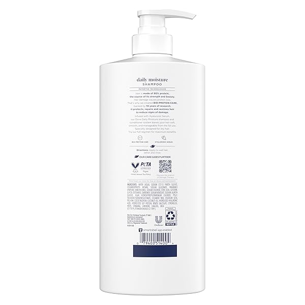 DOVE DAMAGE THERAPY SHAMPOO DAILY MOISTURE FOR DRY HAIR WITH BIO-PROTEIN CARE TECHNOLOGY AND HYALURONIC SERUM 28 FL OZ