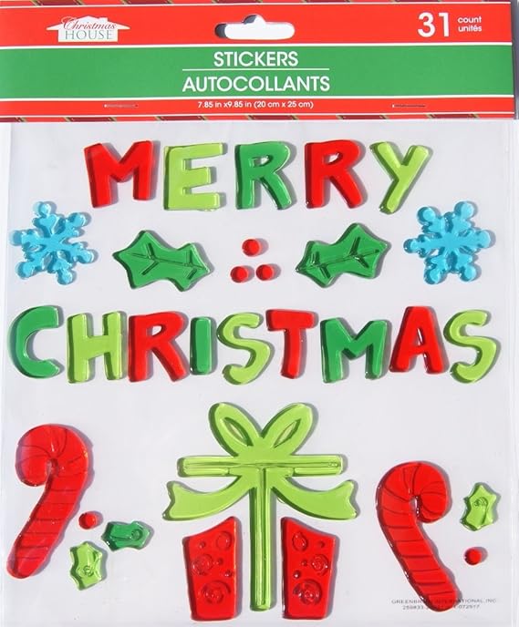 Christmas House Christmas Winter Gel Window Clings Merry