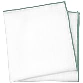 BELLUNO White Pocket Square with Embroidered Color Edge