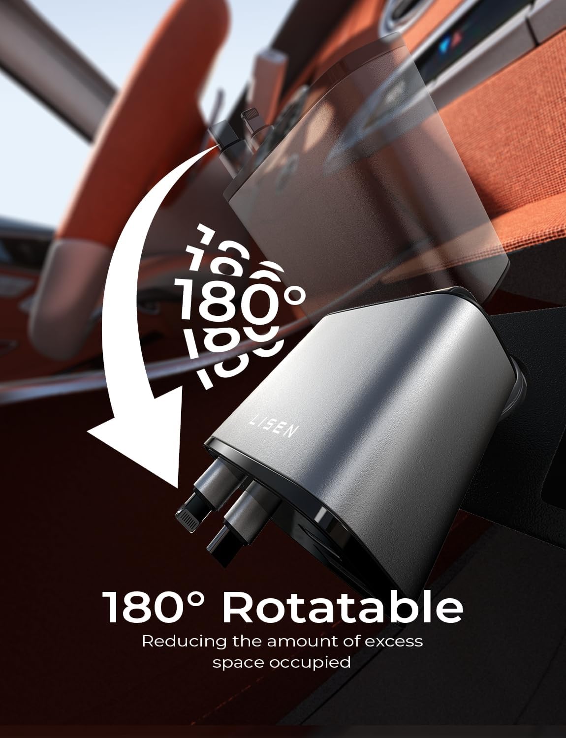 LISEN Retractable Car Charger, 69W USB C Car Accessories Adapter for iPhone 17 USB C Charger Fast Charging, Gifts for Women Men, Travel Essentials, for iPhone 17 Pro Max Air 16 15 14 13 12 Samsung S25