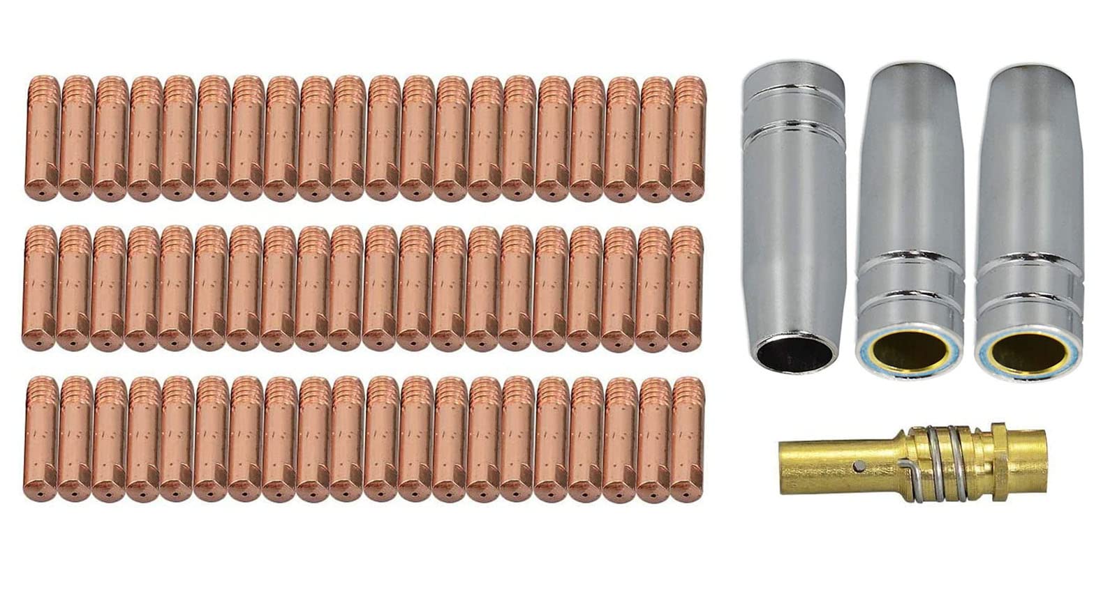 RIVERWELD MIG MAG Contact Tips M6 0.6mm 140.0008 Conical Gas Nozzle 145.0075 Tip Holder 002.0078 for MB15 15AK Co2 Welding Torch 64pcs