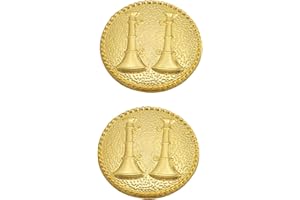 Smith & Warren Two Parallel Fire Captain Bugles On Round Disc Collar Brass Rank Insignia Gold Finish Uniform Pin