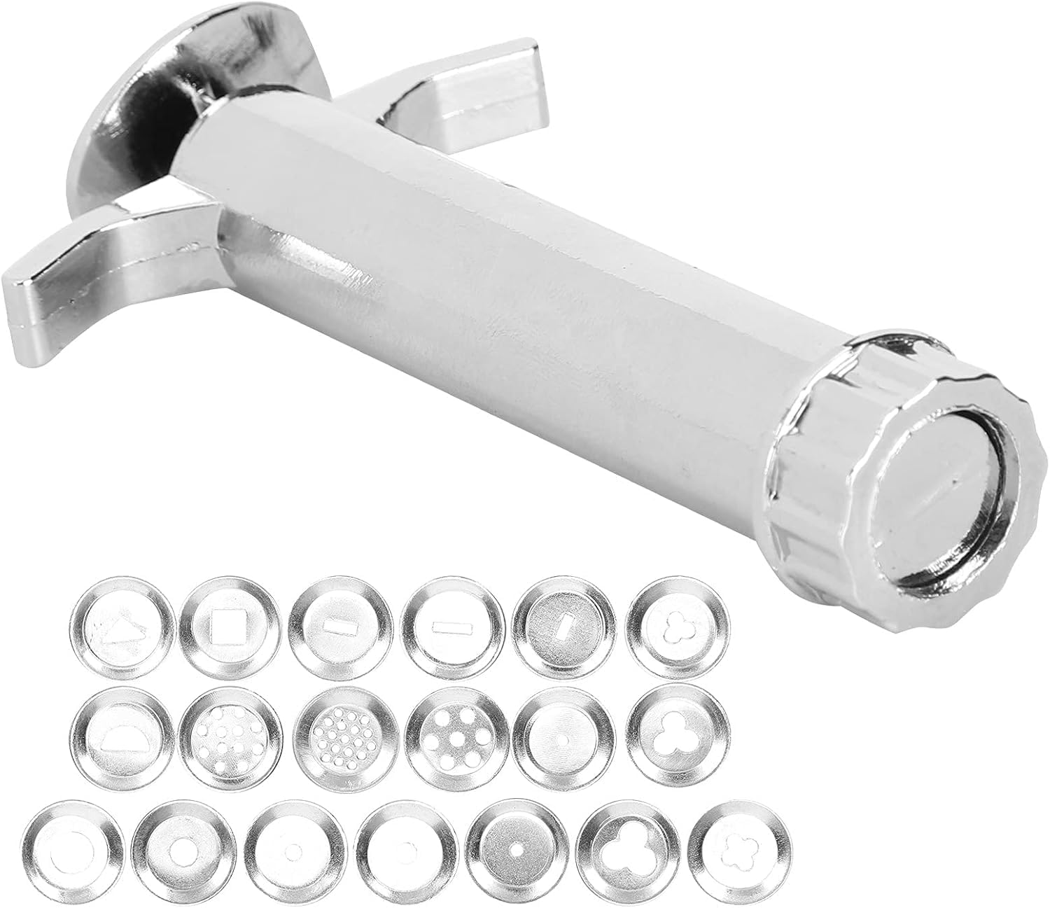 Photo 1 of 1 Set Silver Clay Extruder, Multifunction Mud Extruder Sculpture Tool Modeling with 19Pcs Tip Molds for Clay Craft Mixers Presses