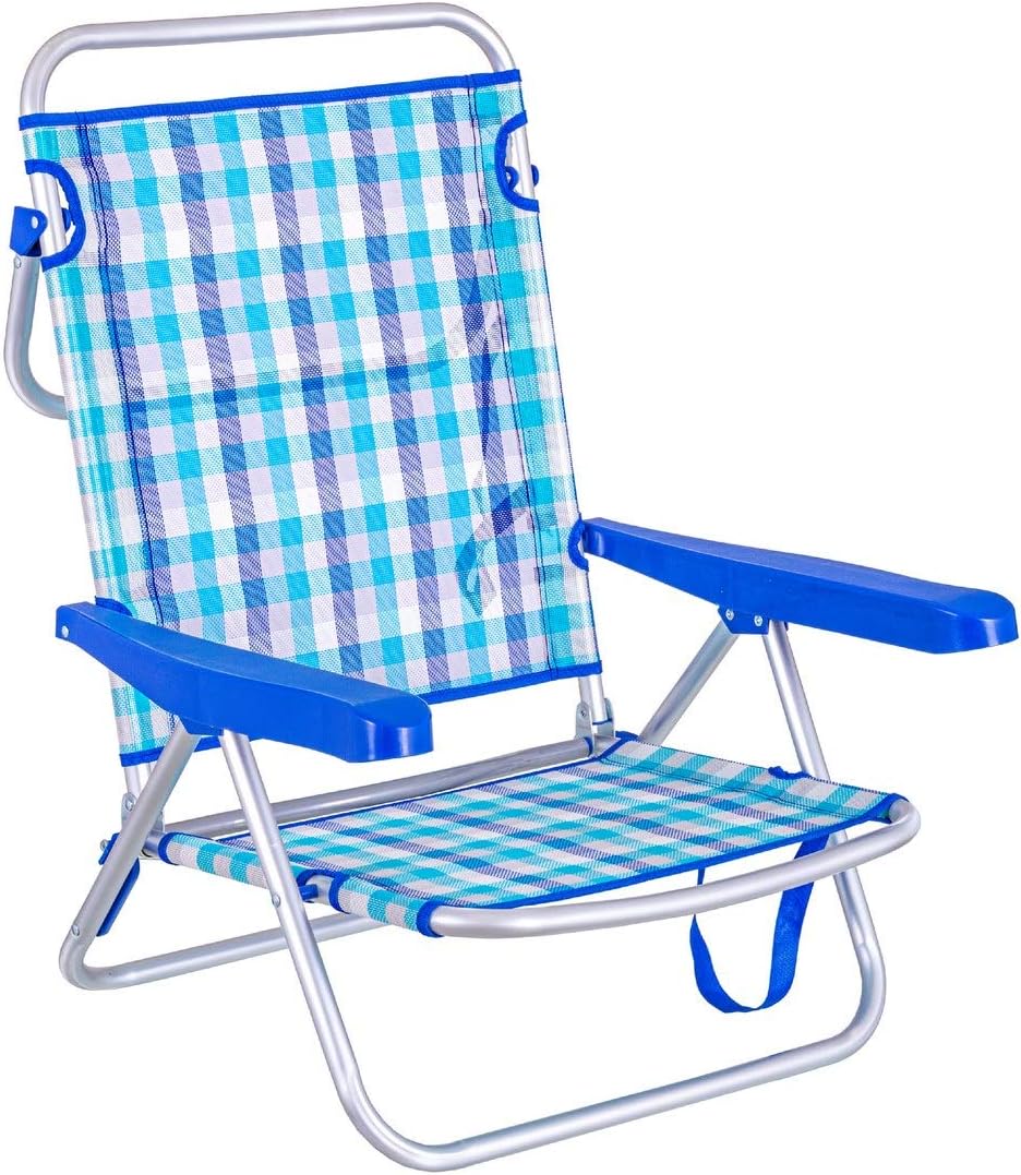 LOLAhome Silla de Playa Cama de 4 Posiciones Azul de Aluminio y