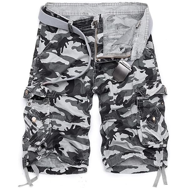 Mens Camo Multi Shorts Relaxed Cargo Pockets Work Short-Pant
