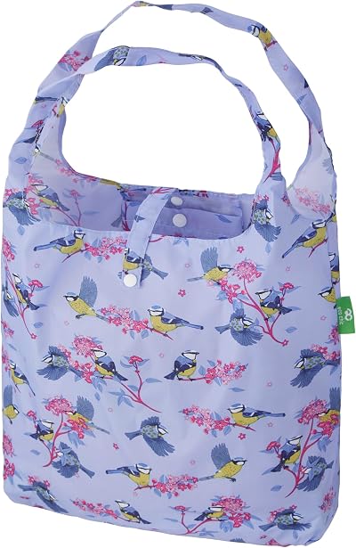 ECO CHIC Lightweight Foldable Reusable Shopping Bag Blue Lilac 12L 15kg