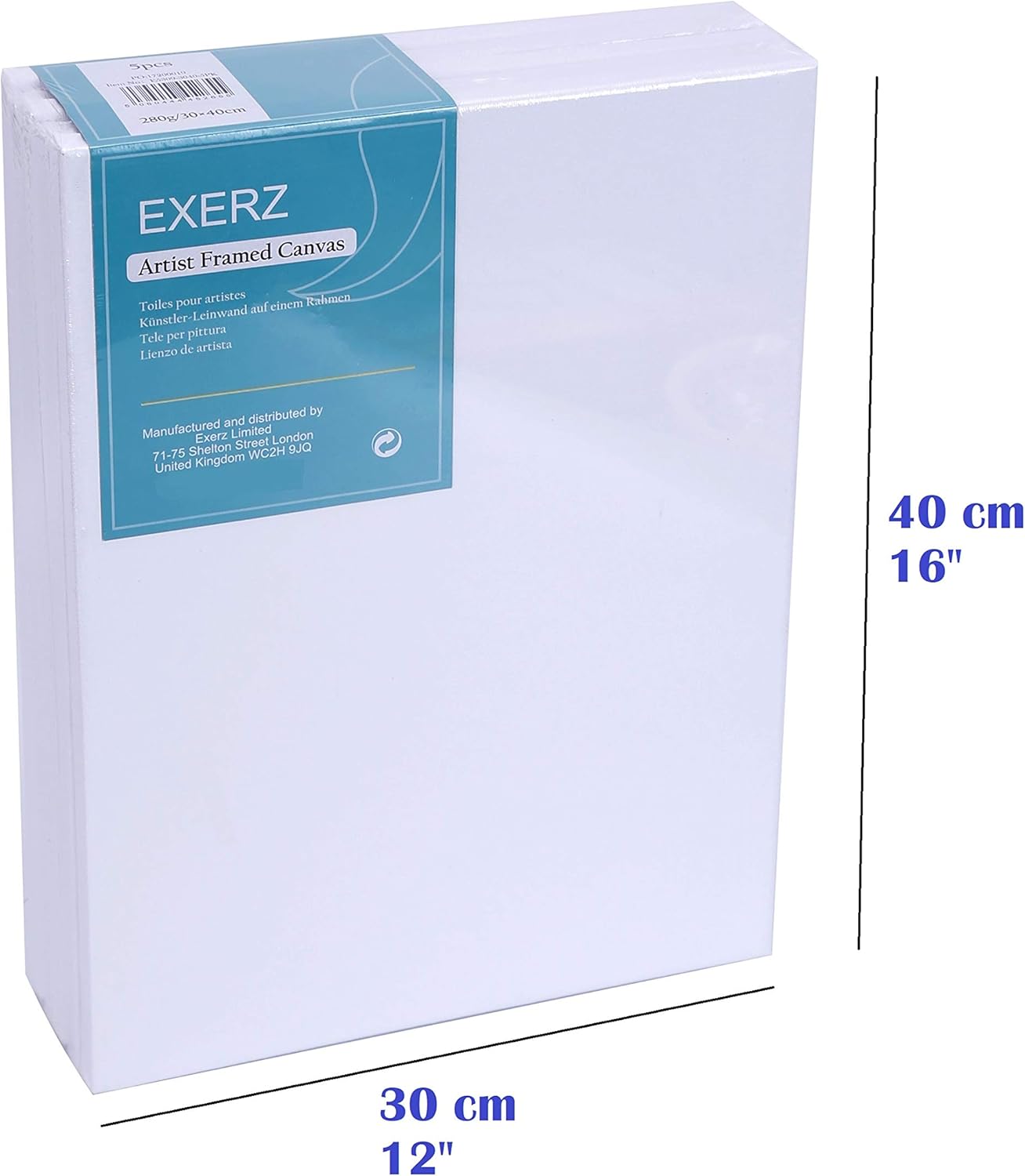 Exerz 30x40cm Pre-Stretched Canvas 5pk, 1.7cm A3 Framed Artist Canvas Blank - Image 3