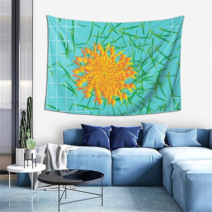 Orange Flower Tapestry Durable Porch Hangings Tapestry Wall