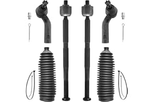 ASTARPRO - Front 6pc Tie Rods Kit for 12-18 Ford Focus, 13-18 Escape C-Max, 14-18 Transit Connect, 4 Inner Outer Tie Rods 2 Boots 2013 2014 2015 2016 2017 2018 Replacement