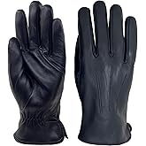 Zjjseloru Mens Clod Weather Gloves Lambskin leather Cashmere Lined