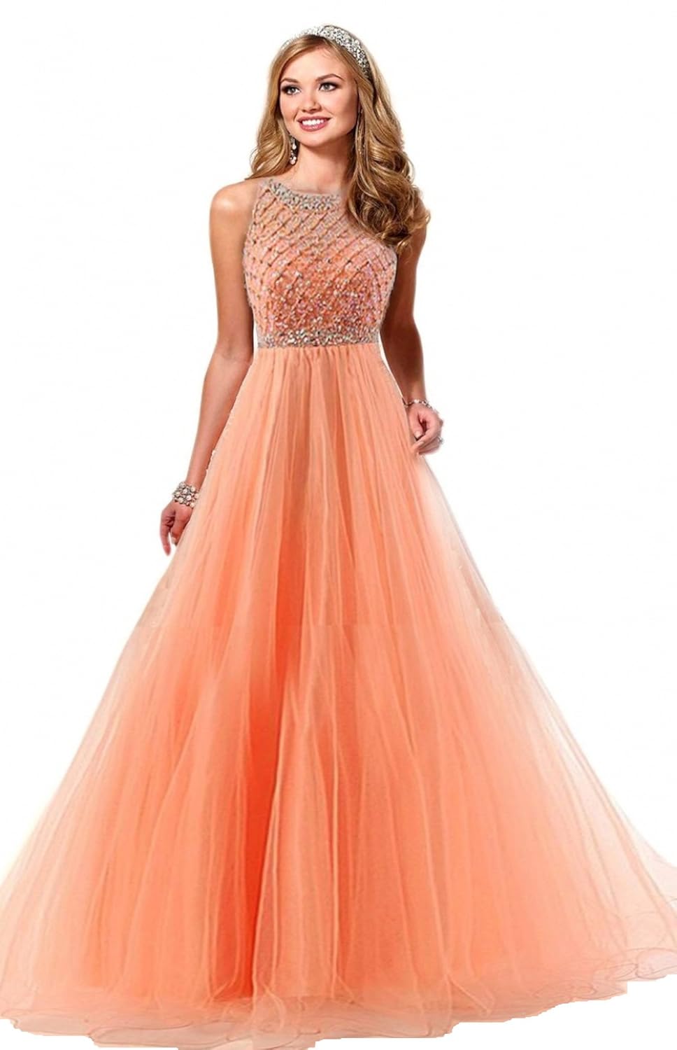 owee women's net semi-stitched gown(anika orenge_free size)