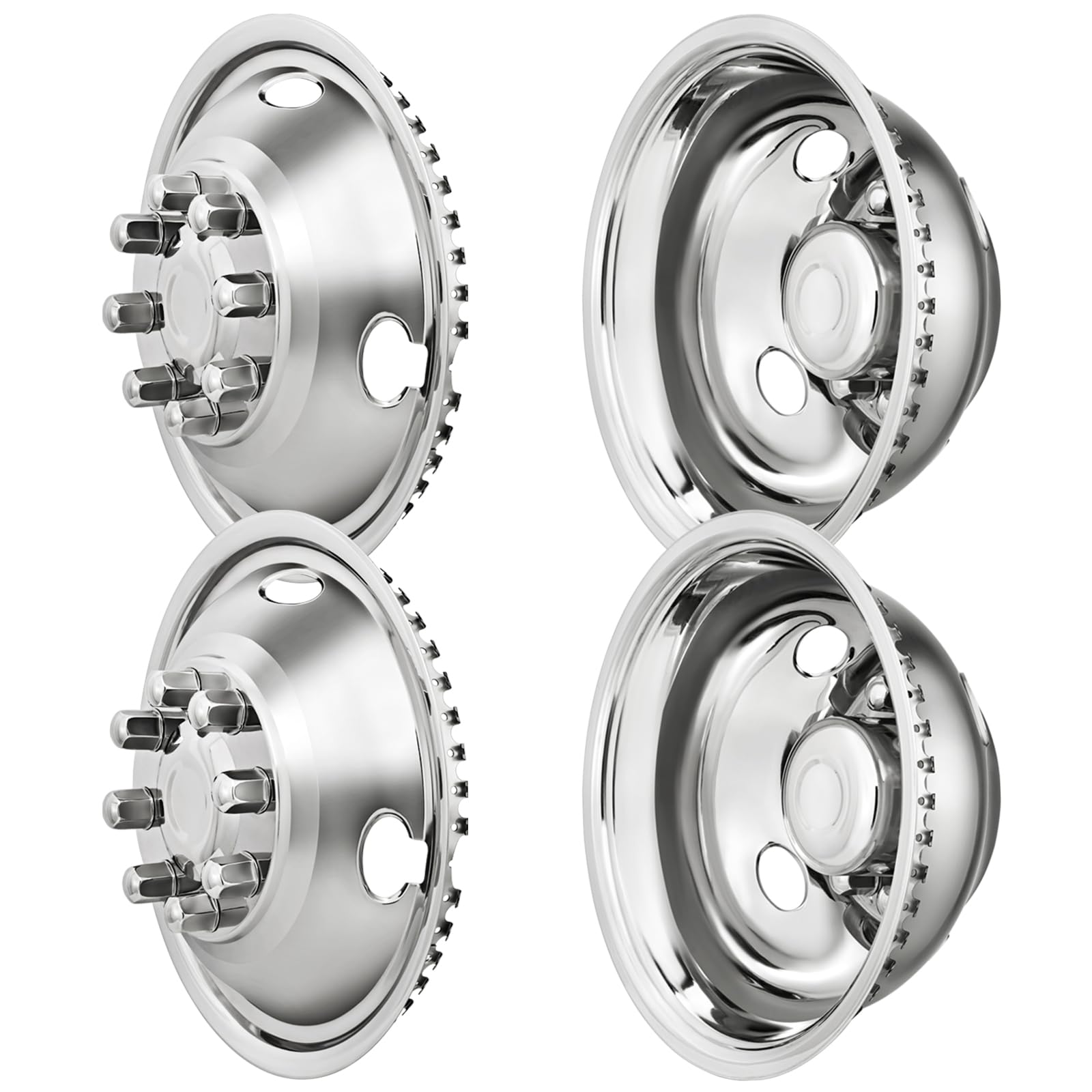 Photo 1 of **SET OF 2 ONLY**LMYYGOO 16" 8 Lug Wheel Simulators Stainless Steel,Snap on Style Design Hubcaps Cover Fits 1974-2000 Chevy GMC 3500; 1974-1998 Ford F350; 2008-2021 E350/E450 Van; 1974-1999 Dodge Ram 3500