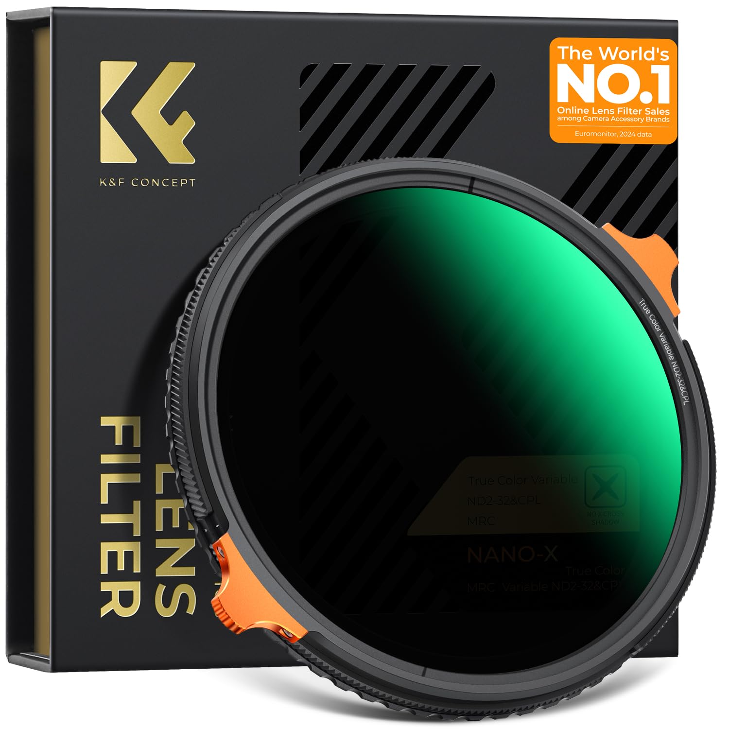 K&F CONCEPT 77mm True Color Variable ND2-32 CPL Filter, ND Polarizing Lens Filter 2-in-1 for Fader Camera Lens Neutral Density Polarizer Filter TRUE COLOR (Nano-X Series)