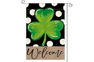 AVOIN colorlife Welcome Lucky Clover St Patricks Day Garden Flag Double Sided, Polka Dot Shamrock Yard Outdoor Flag 12x18 Inch