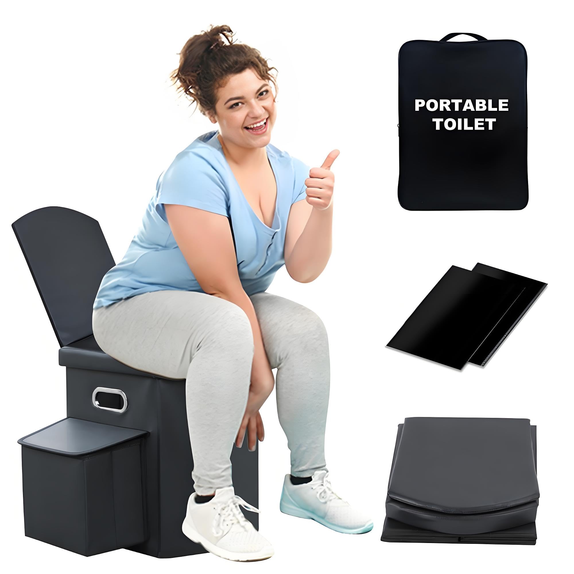 Photo 1 of Upgraded XL Portable Camping Toilet with Side Compartment for Car and Adults,Folding Camping Toilets,Portable Compact Porta Potty for Kids,Outdoor Toilet for Camping,Hiking,Truck,RV,Beach,Tent