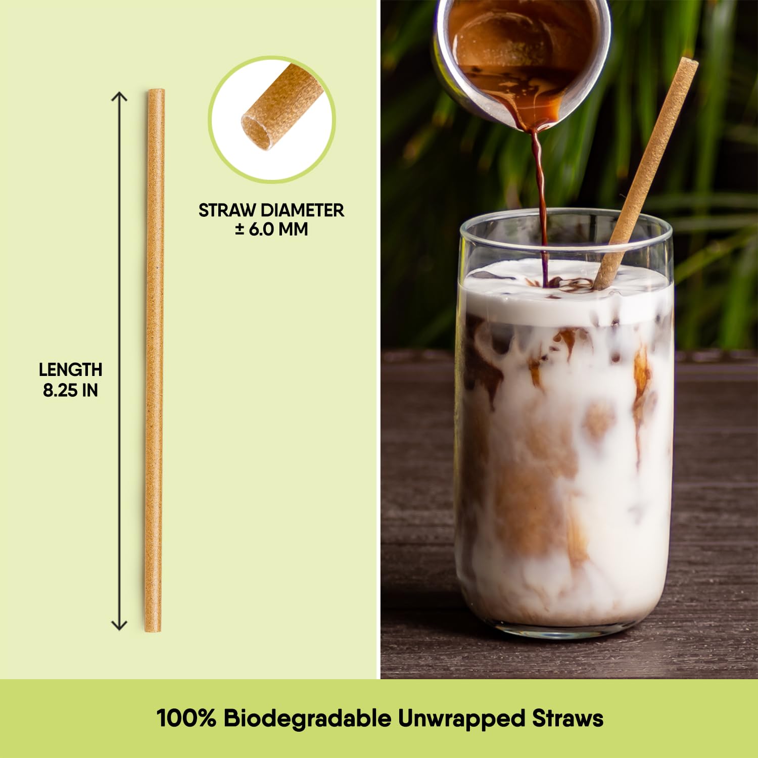 The Veggie Straws – 100 PCS of 8.25 Inches Unwrapped Biodegradable Straws – Made of Vegetable Fibers, Best Environment Friendly Drinking Straws for Hot and Cold Beverages - Image 2
