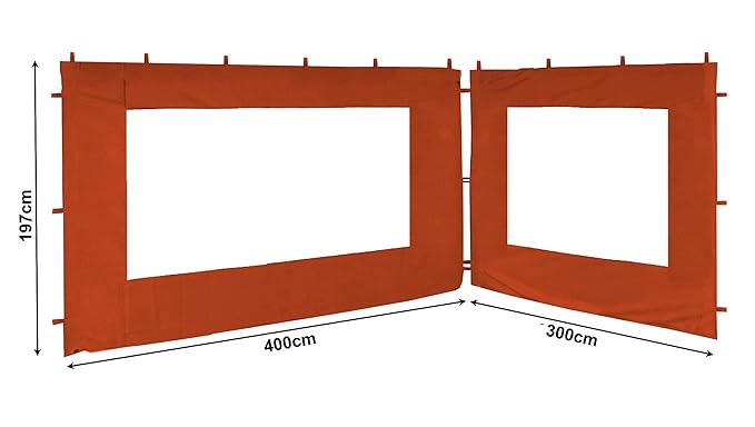 QUICK STAR 2 Seitenteile mit PVC Fenster für Rank Pavillon 3x4m Seitenwand Terra