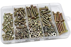 HIQTRADEBYJJ 330pcs Metric Bolt Assortment Sets, M4 Nuts and Bolts Assortment Kit, Metric Bolt Kit, Yellow Zinc Plated Coating, Length from 12-30mm, 5 Sizes