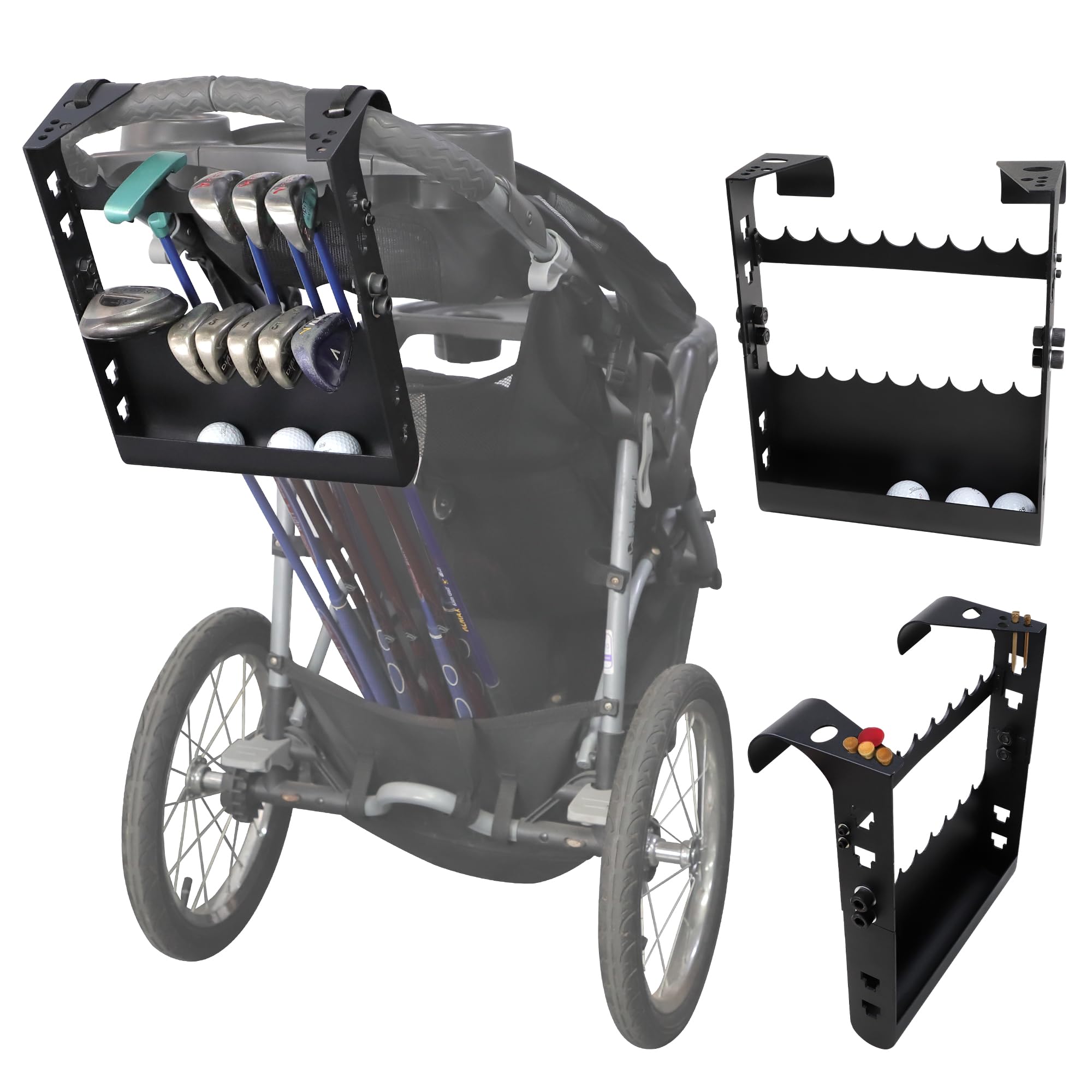 Photo 1 of Golf Club Holder for Strollers | Universal Toddler Golf Caddy Attachment | Spark Early Golf Passion & Family Bonding | Golf Accessories for Parents | Ideal Gift for Golf-Loving Families (Black)