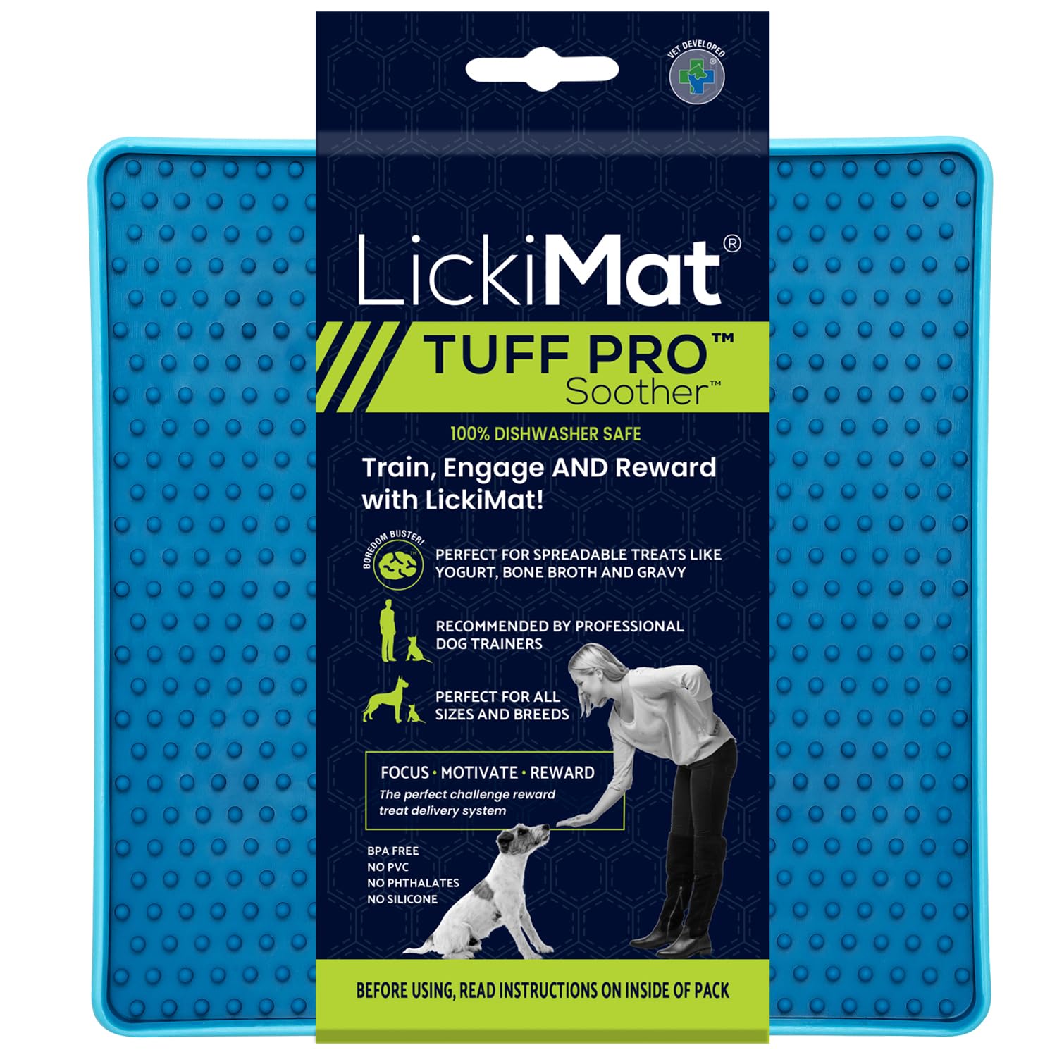 LickiMat Tuff Soother Pro, Dog Feeding Mat for Boredom and Anxiety Relief, Ideal for Food, Treats, Yoghurt or Peanut Butter, Lick Mats, Fun Alternative to a Slow Feeder Bowl, Turquoise