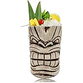 LINALL Tiki Mugs - Ceramic Tiki Mug, 16.8oz/550ml, Toscano Kanalo Cocktail Mug for Mai Tai, Punch, Pina Colada, and Tropical bar Drinks - TIKI0037 (16.8oz/550ml Teeth)