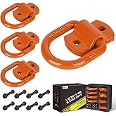 AUTOBOTS 1/2" Heavy Duty Bolt-On Forged D Ring, 12000Lbs Break Strength Tie Down Anchors Hooks, for Trailers, Trucks, and Cargo Tie Downs (Pack of 4) Orange
