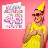 Stuff4 43rd Birthday Card Auntie Pink Purple Glitter Balloons 145mm UK view 7