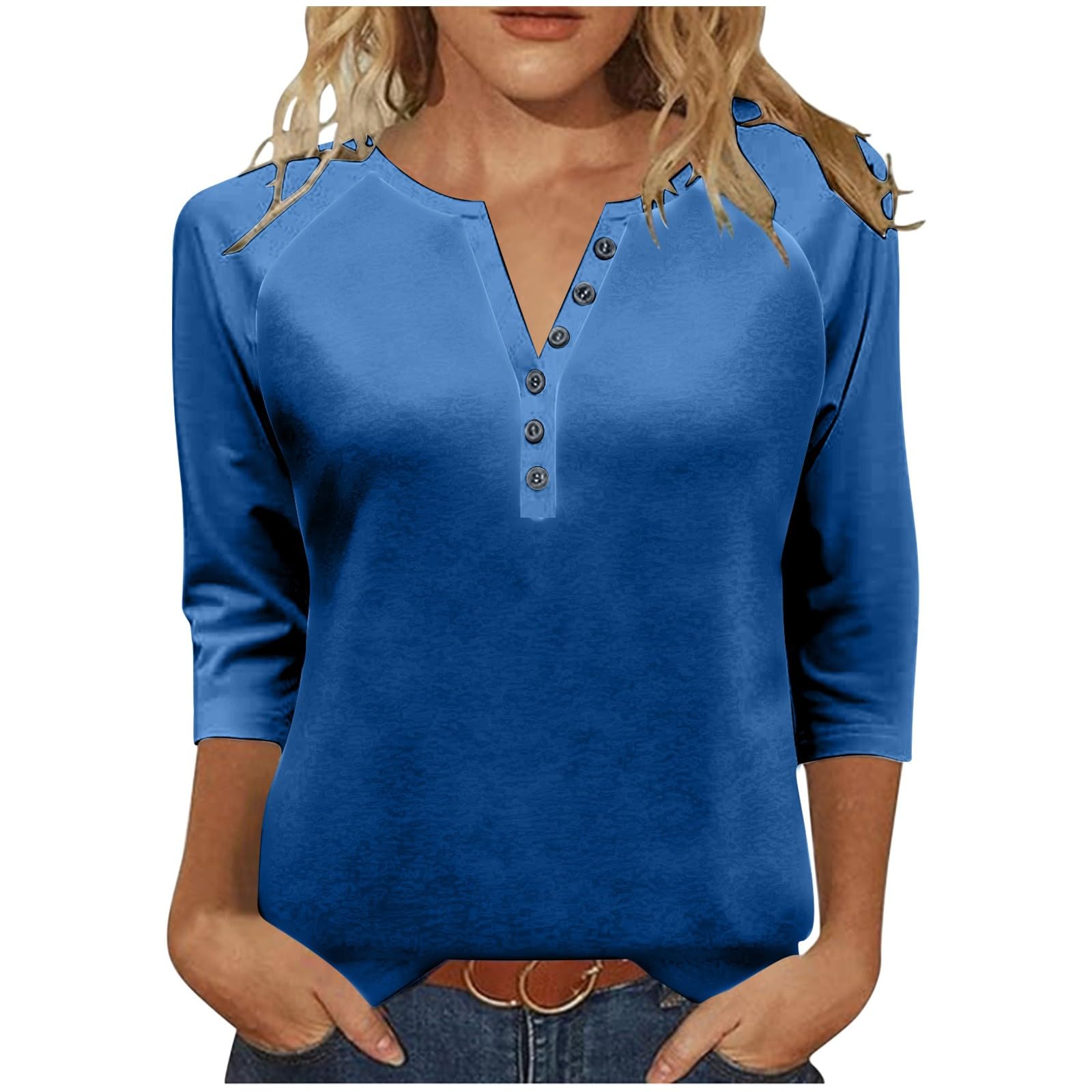 Fall Tops for Women 2025 Casual Button Down Henley