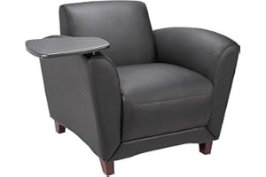Lorell Reception Seating Chair with Tablet, 5.75" Height X 27.34" Width X 8.5" Length, Black