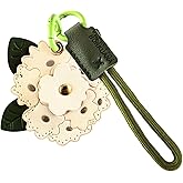 Leather Keychain Holder Case Compatible with AirTag,Cute Protective Cover with Keyring and Lanyard,Anti-Scratch Finder GPS Tracker Case for Wallet Keys,Bag,Pets(Pink Hydrangea)