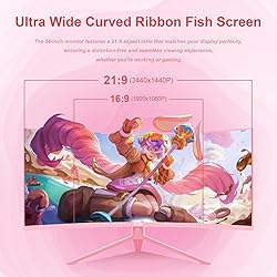 DJiEX 34 inch Pink Ultrawide Curved Computer Gaming