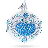 Turquoise Glass Ball Christmas Ornament 3.25 Inches