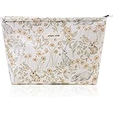 Wudygirl Cute Rabbit Cosmetic Bag - Travel Toiletry Bag & Makeup Pouch for Women & Girls - Large Capacity Canvas Organizer with Zipper Pencil Pouch