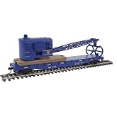 Walthers Trainline Flatcar with Logging Crane-Ready to Run-Alaska Railroad (Blue) 931-1780 HO Scale Model Railroad - Freight Model